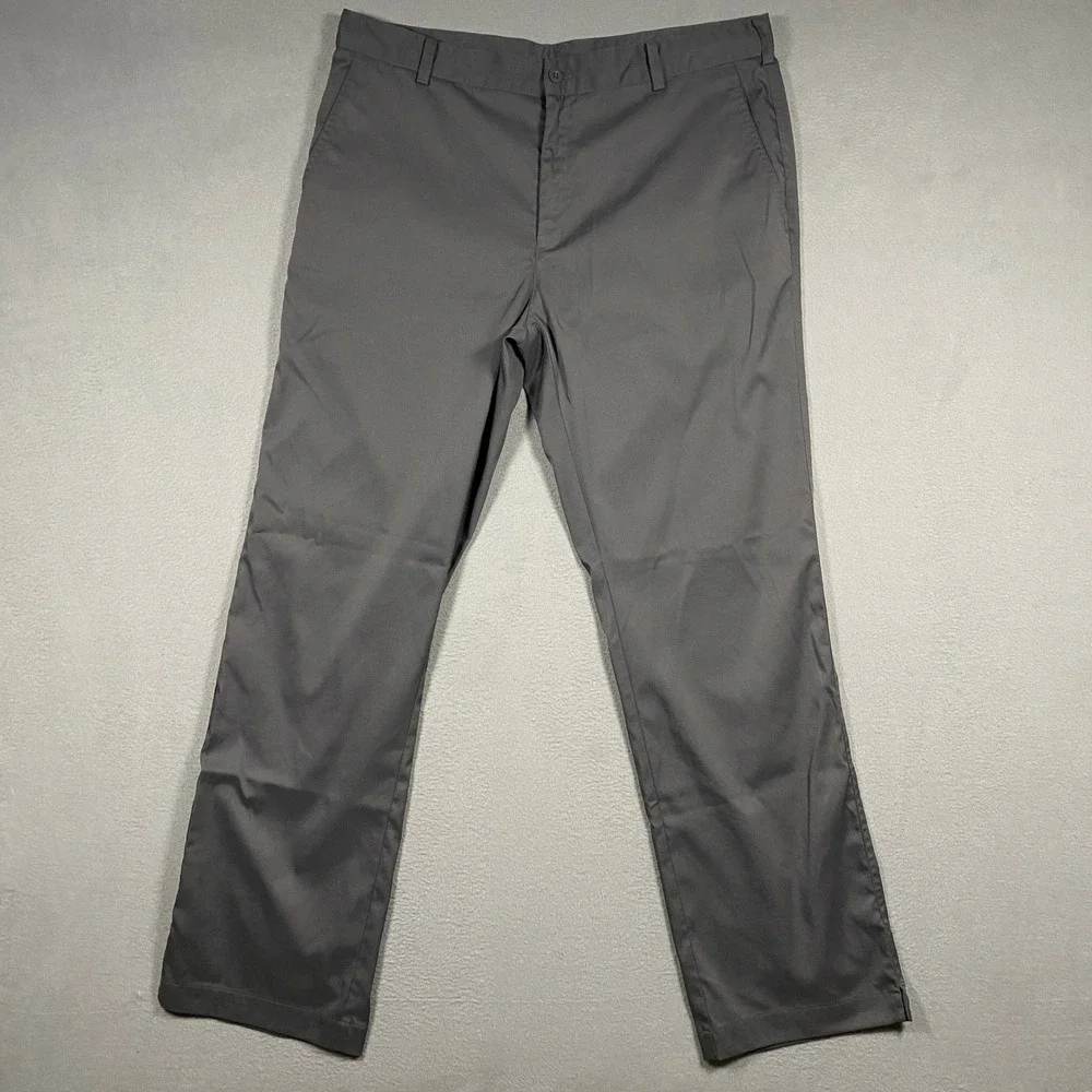 Nike Golf Pants Mens 36x32 Grey Dri-FIT Flat Front Trousers 472532-021